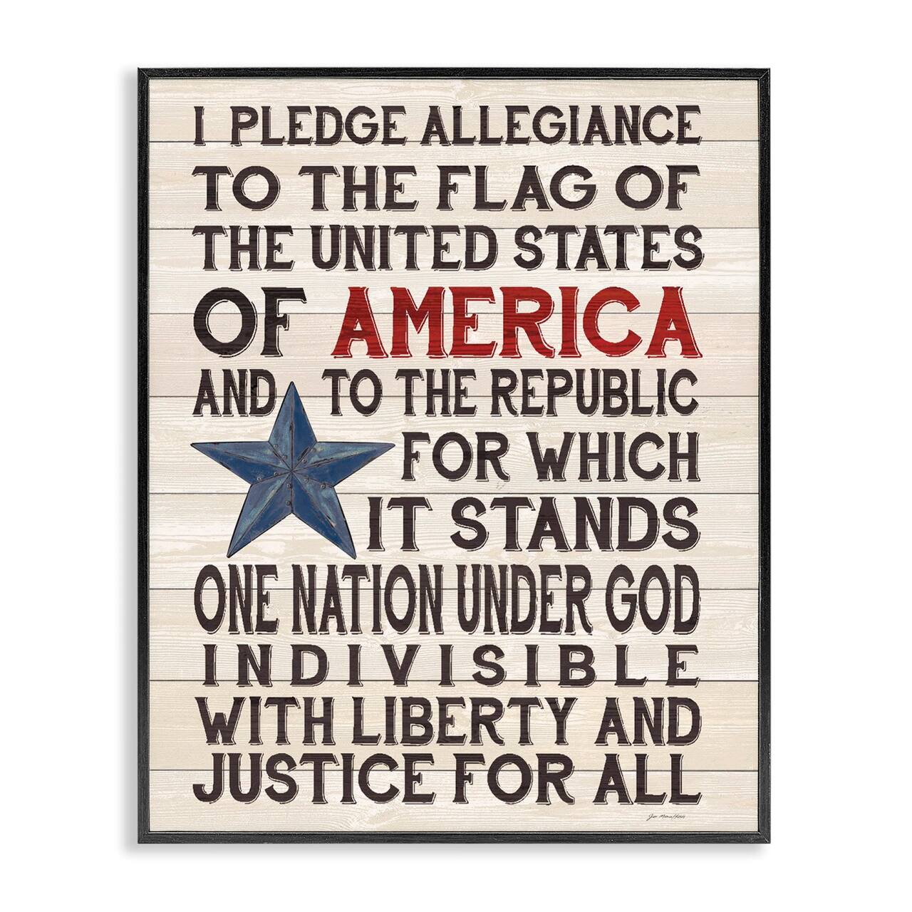 Stupell Industries Pledge of Allegiance Patriotic Framed Giclee Art